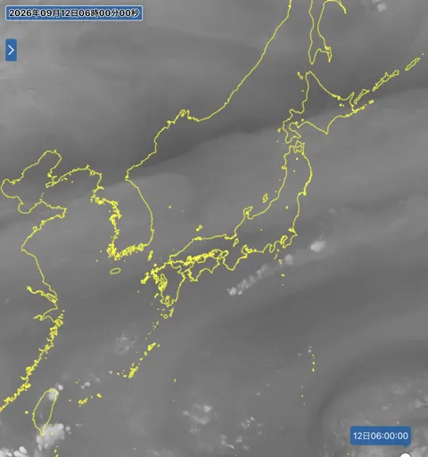 2026年9月12日6時の日本周辺の衛星水蒸気画像