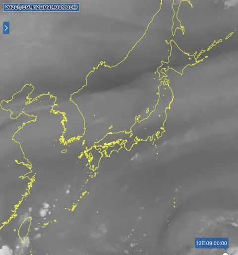 2026年9月12日9時の日本周辺の衛星水蒸気画像