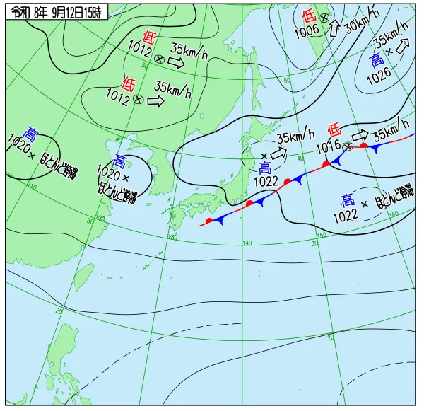 2026年9月12日15時の速報天気図