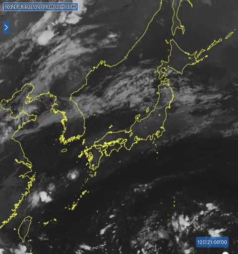 2026年9月12日21時の日本周辺の衛星赤外画像