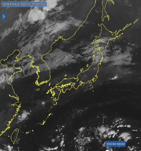 2026年9月12日24時の日本周辺の衛星赤外画像