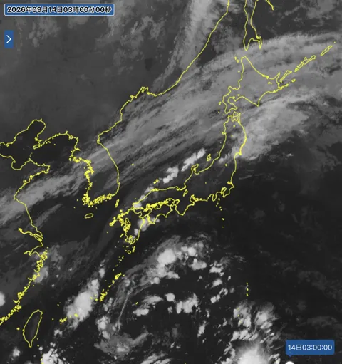 2026年9月14日3時の日本周辺の衛星赤外画像
