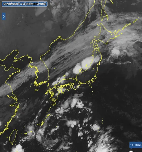 2026年9月14日6時の日本周辺の衛星赤外画像