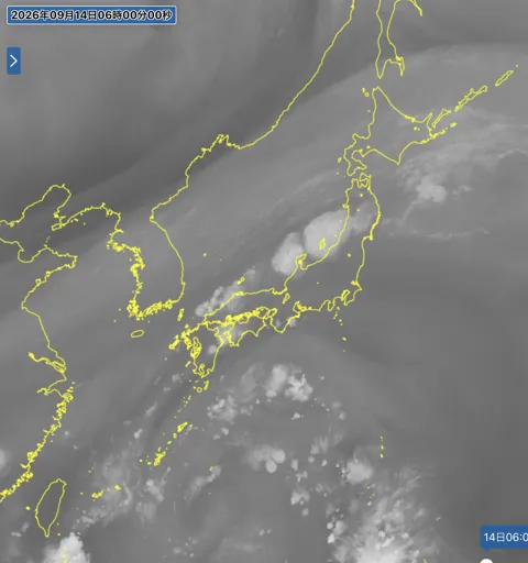 2026年9月14日6時の日本周辺の衛星水蒸気画像