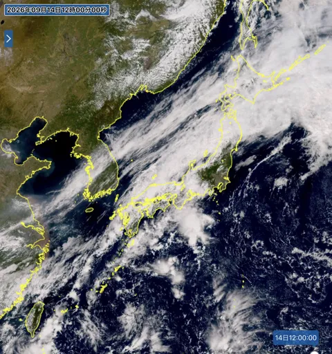 2026年9月14日12時の日本周辺の衛星可視画像