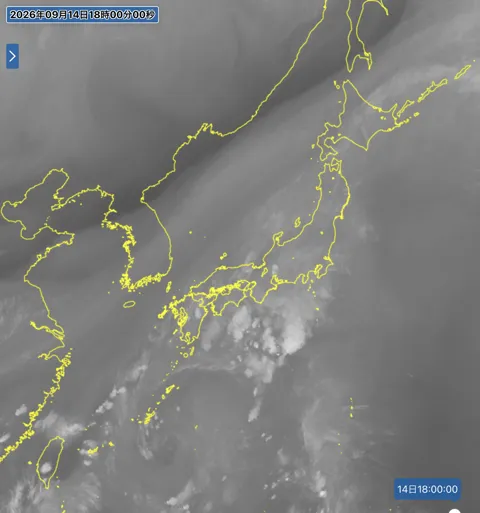 2026年9月14日18時の日本周辺の衛星水蒸気画像