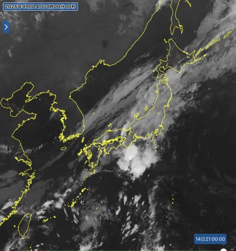 2026年9月14日21時の日本周辺の衛星赤外画像