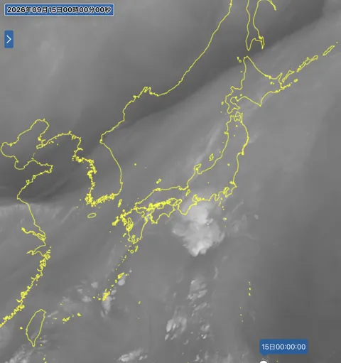 2026年9月14日24時の日本周辺の衛星水蒸気画像