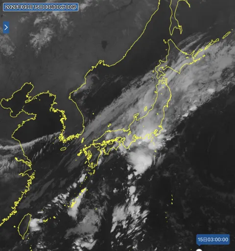 2026年9月15日3時の日本周辺の衛星赤外画像