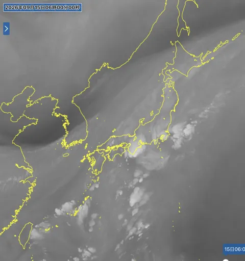 2026年9月15日6時の日本周辺の衛星水蒸気画像