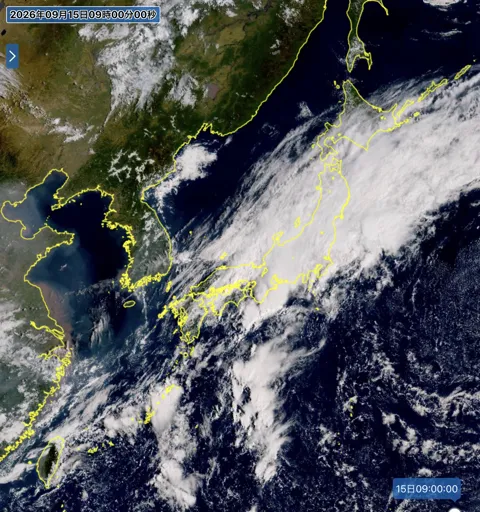 2026年9月15日9時の日本周辺の衛星可視画像