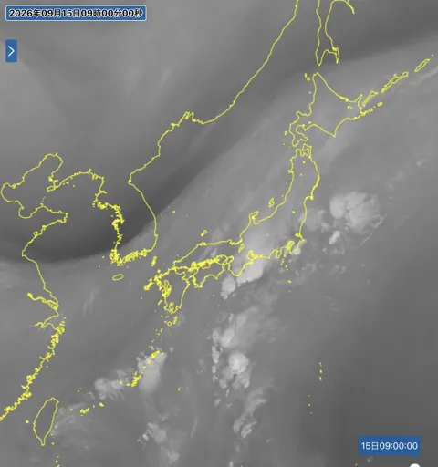 2026年9月15日9時の日本周辺の衛星水蒸気画像