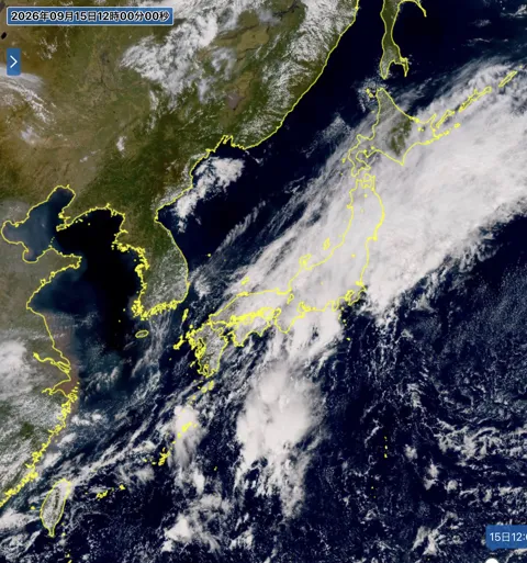 2026年9月15日12時の日本周辺の衛星可視画像