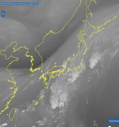 2026年9月15日15時の日本周辺の衛星水蒸気画像