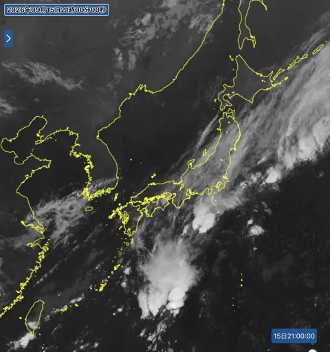 2026年9月15日21時の日本周辺の衛星赤外画像