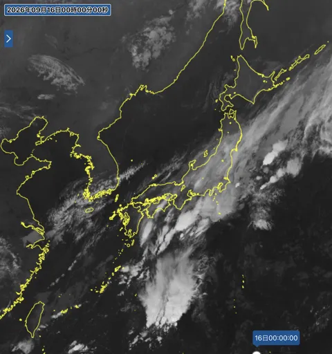 2026年9月15日24時の日本周辺の衛星赤外画像
