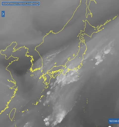 2026年9月16日6時の日本周辺の衛星水蒸気画像