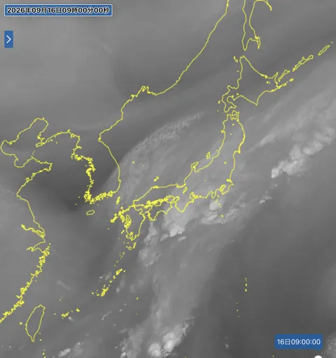 2026年9月16日9時の日本周辺の衛星水蒸気画像