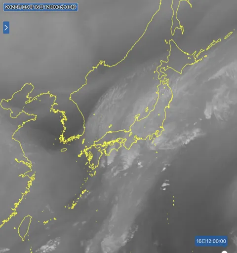 2026年9月16日12時の日本周辺の衛星水蒸気画像