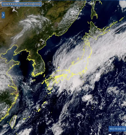 2026年9月16日15時の日本周辺の衛星可視画像