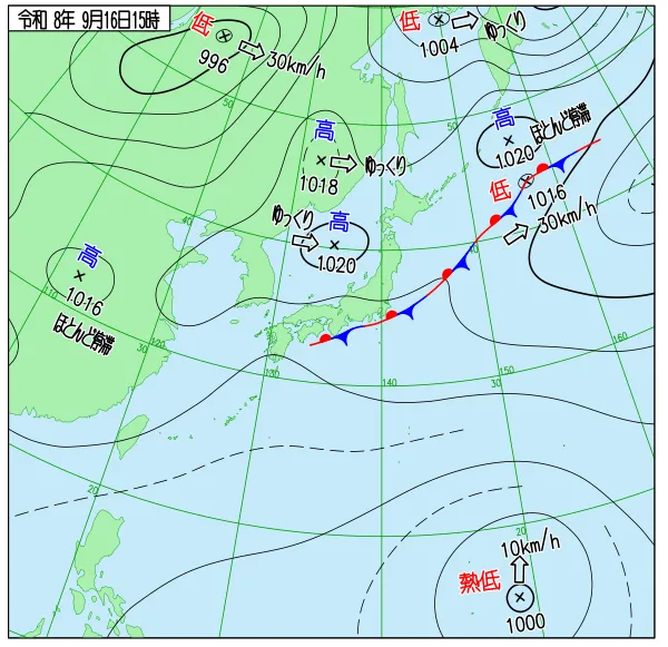 2026年9月16日15時の速報天気図