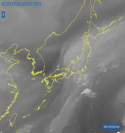 2026年9月16日18時の日本周辺の衛星水蒸気画像