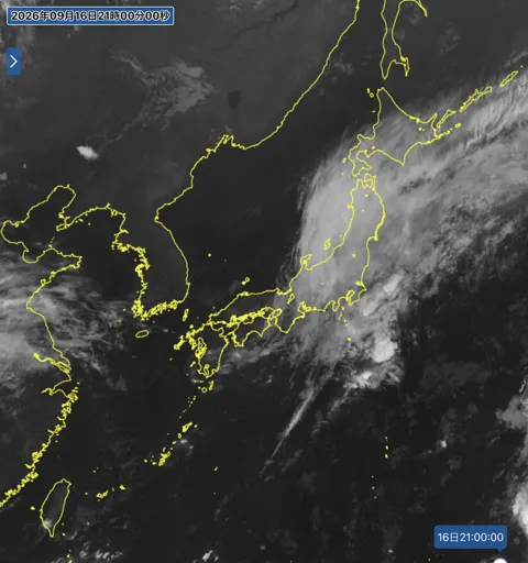 2026年9月16日21時の日本周辺の衛星赤外画像