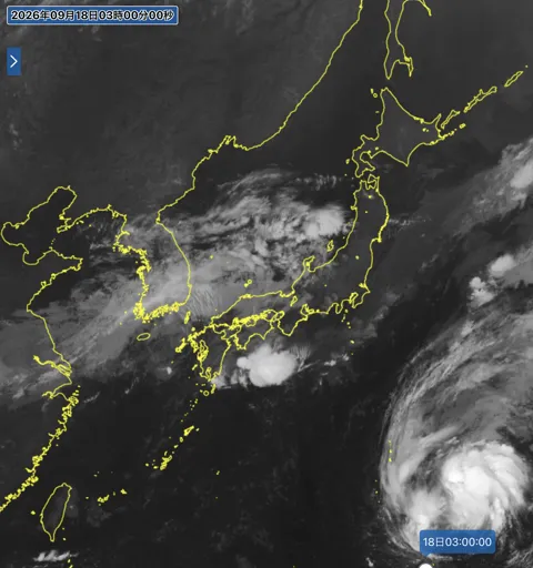 2026年9月18日3時の日本周辺の衛星赤外画像