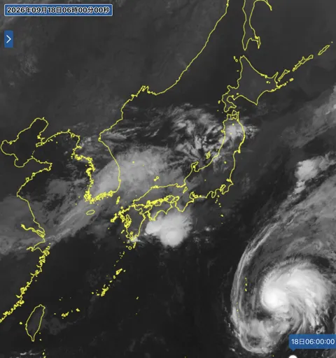 2026年9月18日6時の日本周辺の衛星赤外画像