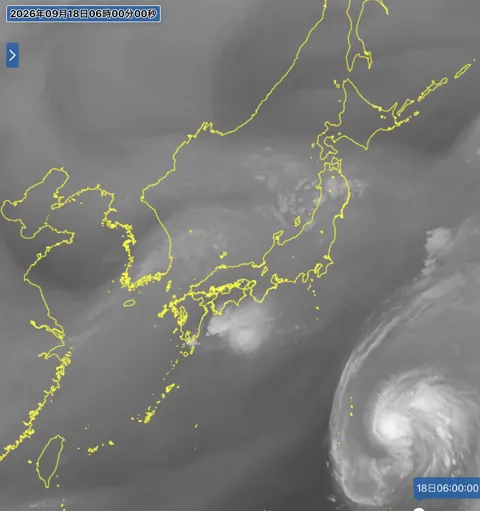 2026年9月18日6時の日本周辺の衛星水蒸気画像