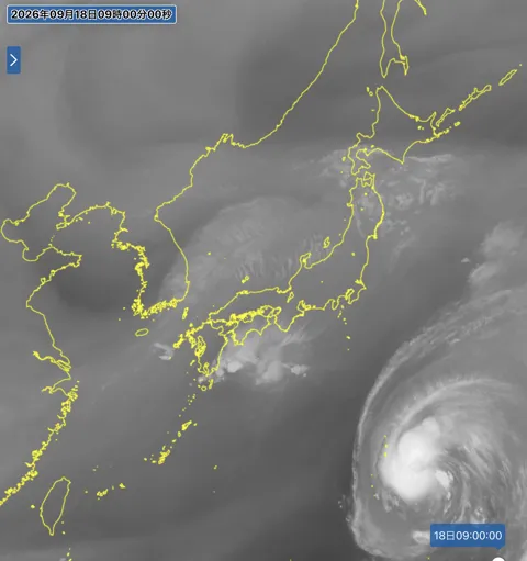 2026年9月18日9時の日本周辺の衛星水蒸気画像
