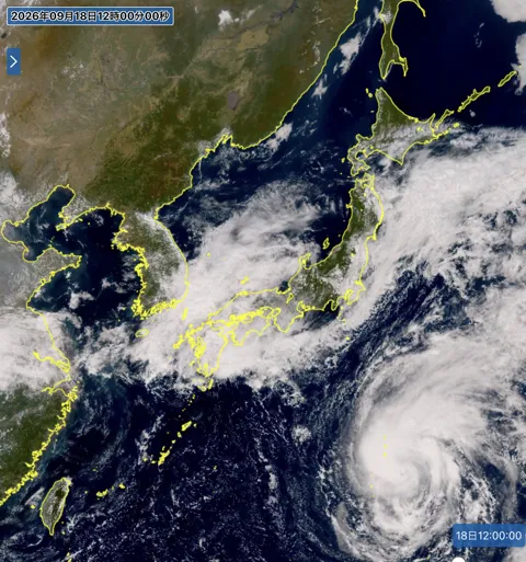 2026年9月18日12時の日本周辺の衛星可視画像