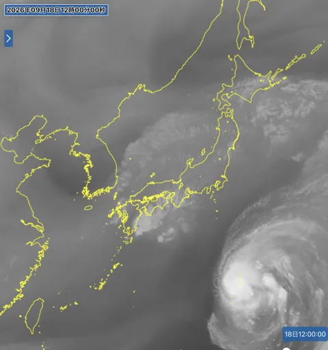 2026年9月18日12時の日本周辺の衛星水蒸気画像