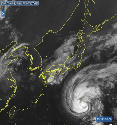 2026年9月18日21時の日本周辺の衛星赤外画像