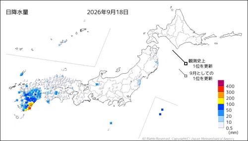 日本のアメダス日降水量の図