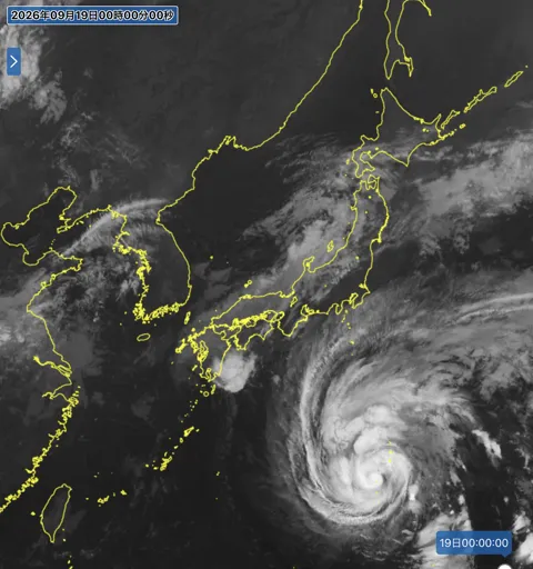 2026年9月18日24時の日本周辺の衛星赤外画像