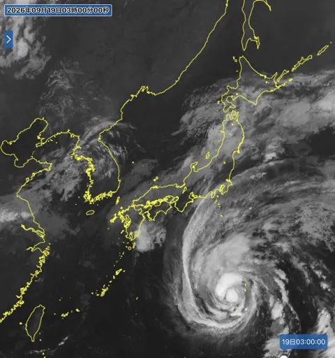 2026年9月19日3時の日本周辺の衛星赤外画像