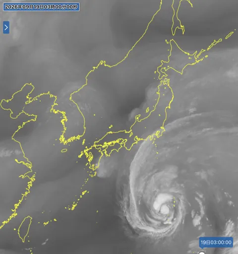 2026年9月19日3時の日本周辺の衛星水蒸気画像