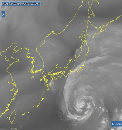 2026年9月19日6時の日本周辺の衛星水蒸気画像