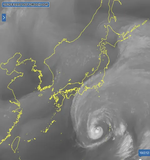 2026年9月19日12時の日本周辺の衛星水蒸気画像