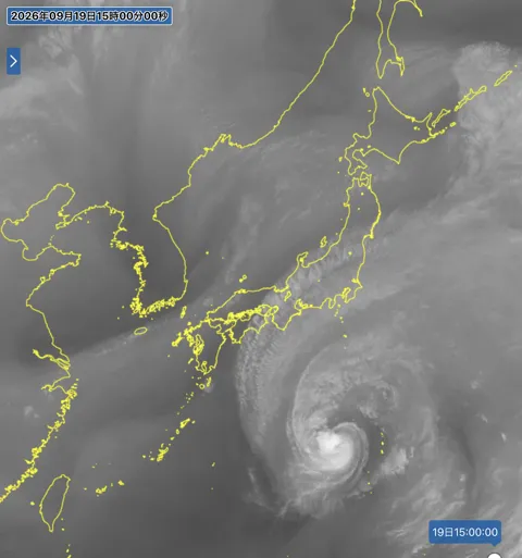 2026年9月19日15時の日本周辺の衛星水蒸気画像