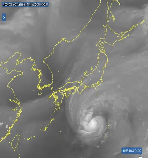 2026年9月19日18時の日本周辺の衛星水蒸気画像