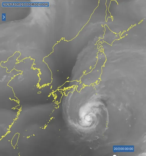 2026年9月19日24時の日本周辺の衛星水蒸気画像