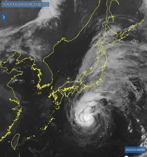 2026年9月20日3時の日本周辺の衛星赤外画像