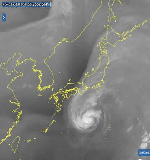 2026年9月20日6時の日本周辺の衛星水蒸気画像