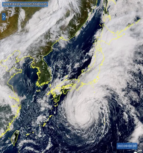2026年9月20日9時の日本周辺の衛星可視画像
