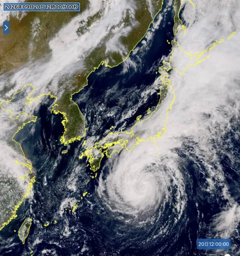 2026年9月20日12時の日本周辺の衛星可視画像