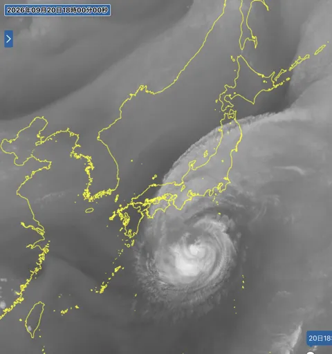 2026年9月20日18時の日本周辺の衛星水蒸気画像