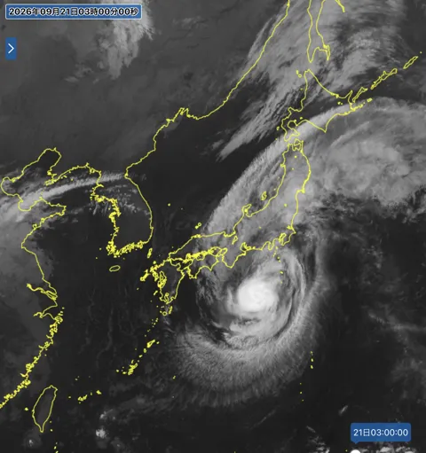 2026年9月21日3時の日本周辺の衛星赤外画像