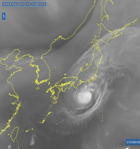 2026年9月21日6時の日本周辺の衛星水蒸気画像